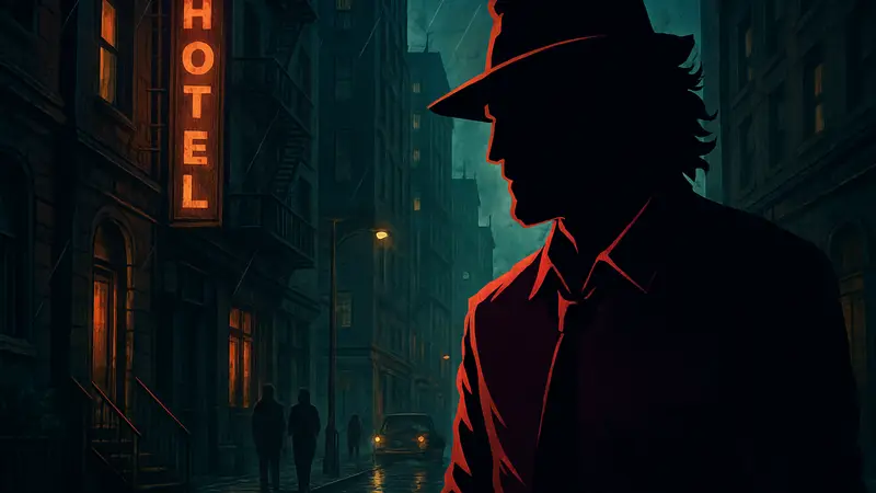 Кадр из игры The Wolf Among Us 2 с детективом Бигби Волком в нуарном стиле.