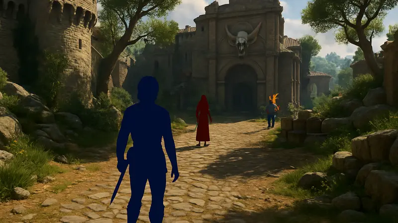 Кадр из Baldur's Gate 3, демонстрирующий камеру от третьего лица.