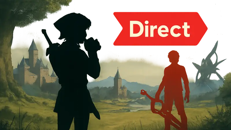Логотип Nintendo Direct с персонажами из Ocarina of Time и Xenoblade