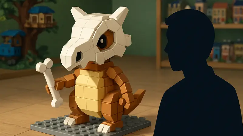 Самодельная LEGO фигурка покемона Cubone, созданная фанатом.