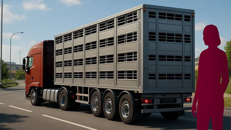 Скриншот Euro Truck Simulator 2 с новым современным прицепом для перевозки скота