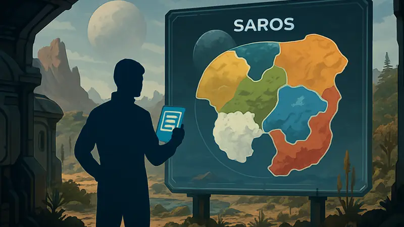 Текстовые логи в Saros, карта биомов Saros, гайд по текстовым записям