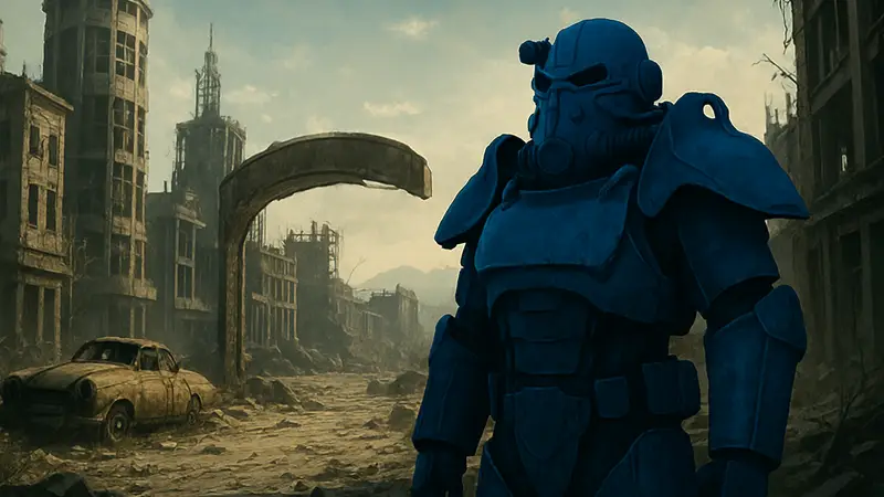 Скриншот или арт из игры Fallout 3, возможно с персонажем в силовой броне, для статьи о Fallout 3 Remaster.