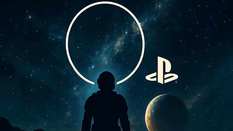 Логотип Starfield на фоне космического пространства с иконкой PlayStation 5.