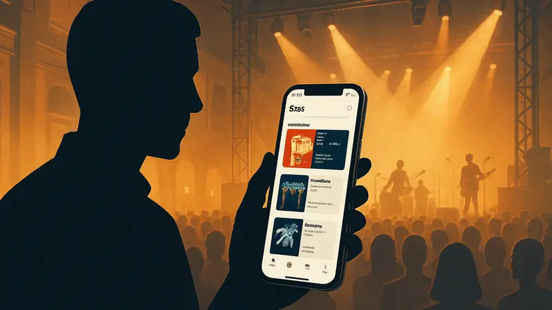 Интерфейс приложения Gigs на iPhone, показывающий архив концертов