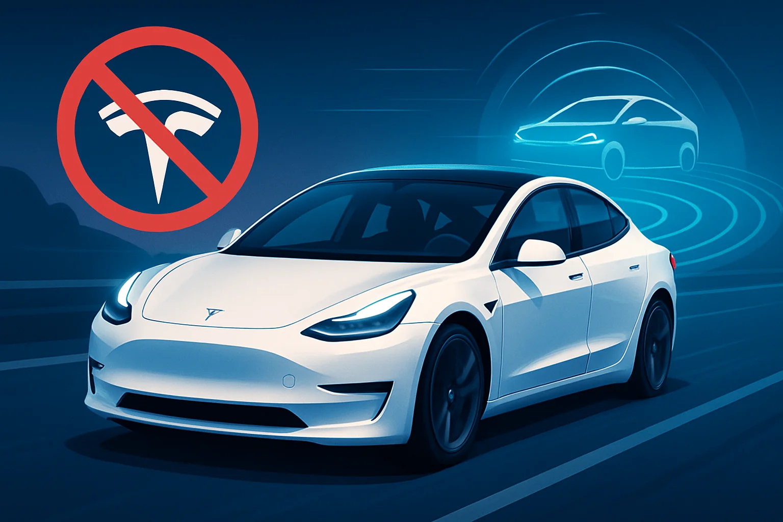 Электромобиль Tesla с отключенным автопилотом, концепт Full Self-Driving