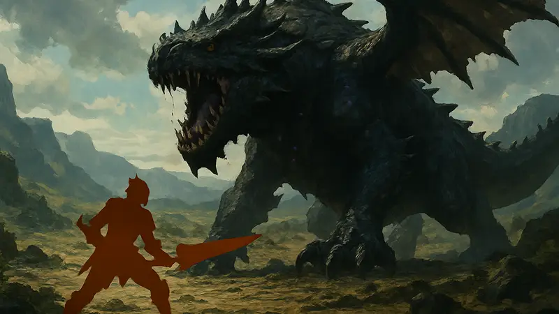 Охотник сражается с огромным драконом Гогомазиосом в Monster Hunter Wilds