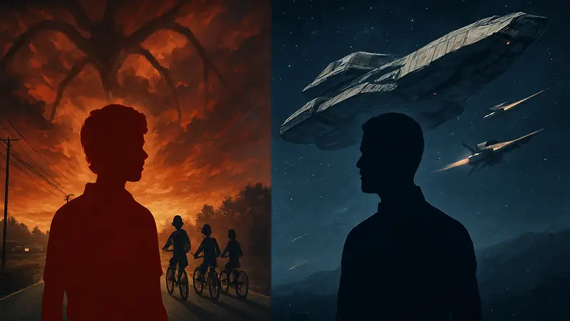 Кино: Изображения сериалов 'Очень странные дела' и 'Звёздный крейсер «Галактика»'.