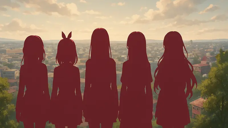 Изображение пяти сестер из аниме The Quintessential Quintuplets