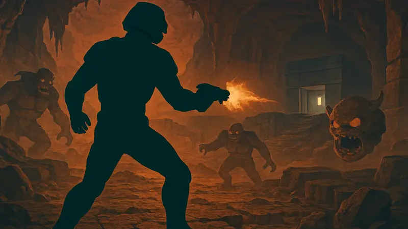 Обложка игры Doom или кадр из классического шутера, признанного The Washington Post влиятельным культурным произведением.