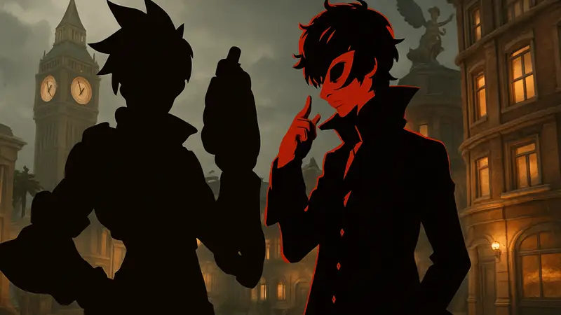 Персонажи Overwatch и Persona 5 в коллаборационном стиле, символизирующие "проклятие"