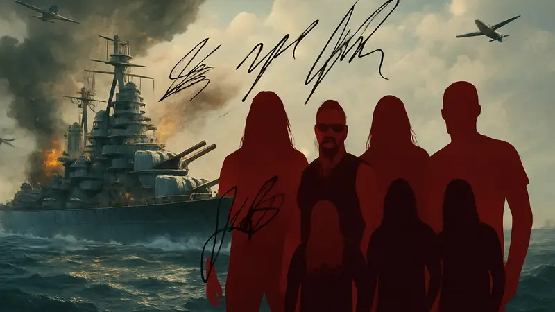Постер World of Warships с автографами группы Sabaton