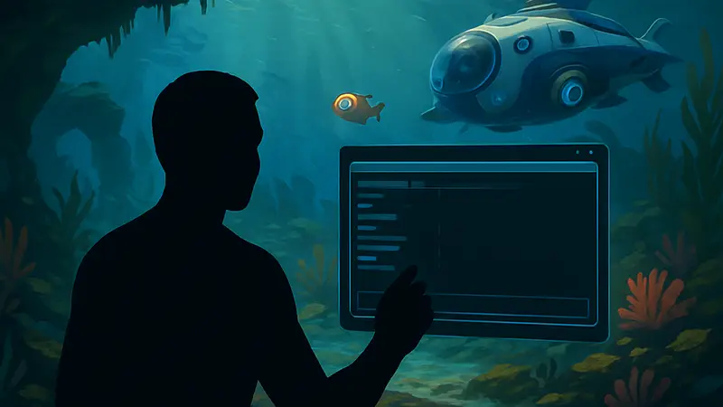 Экран игры Subnautica 2 с открытой консолью ввода команд