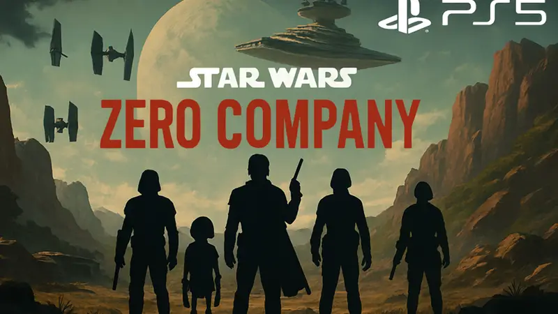 Обложка или арт Star Wars Zero Company на фоне PS5 логотипа