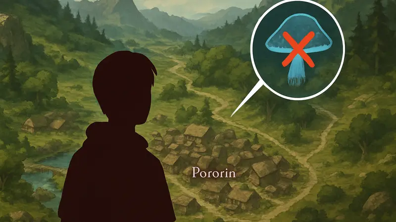 Crimson Desert: карта местности с деревней Порорин и местом нахождения Мистического Соснового Гриба