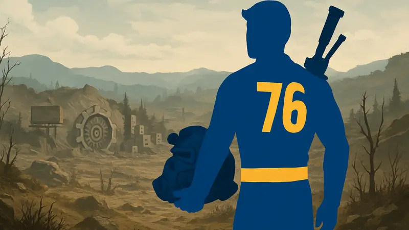 Главный герой Fallout 76 на фоне пустоши, ожидая новый 24 сезон и его функции