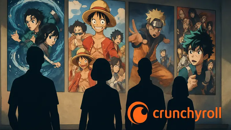 Обложки популярных шонен аниме, доступных к просмотру на платформе Crunchyroll.