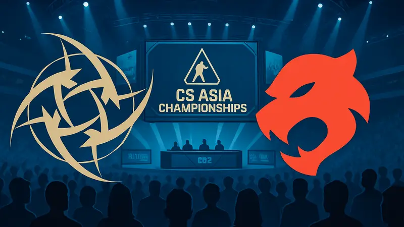 Логотипы NIP и Aurora на фоне турнира CS Asia Championships по CS2.