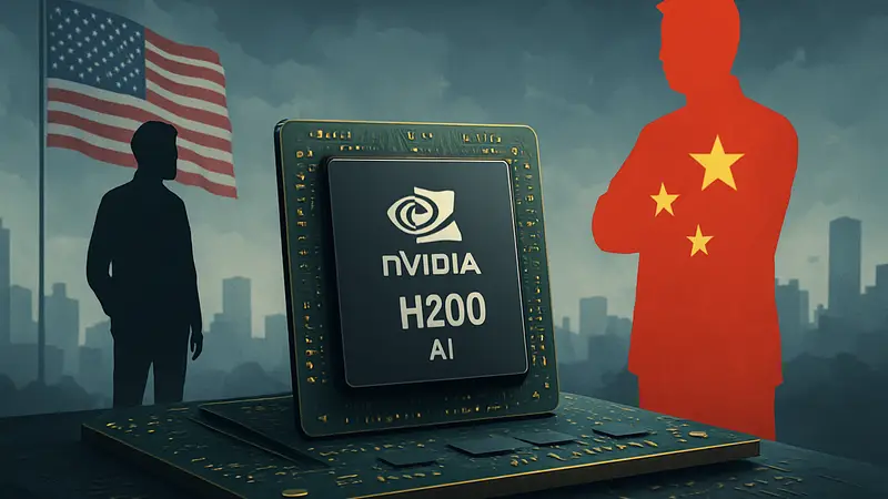 Микросхема NVIDIA H200 AI, символ напряженности в экспорте технологий между США и Китаем.