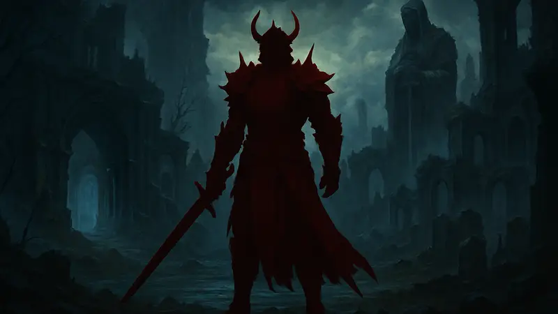 Логотип игры Lords of the Fallen 2 с персонажем в фэнтези-броне на тёмном фоне