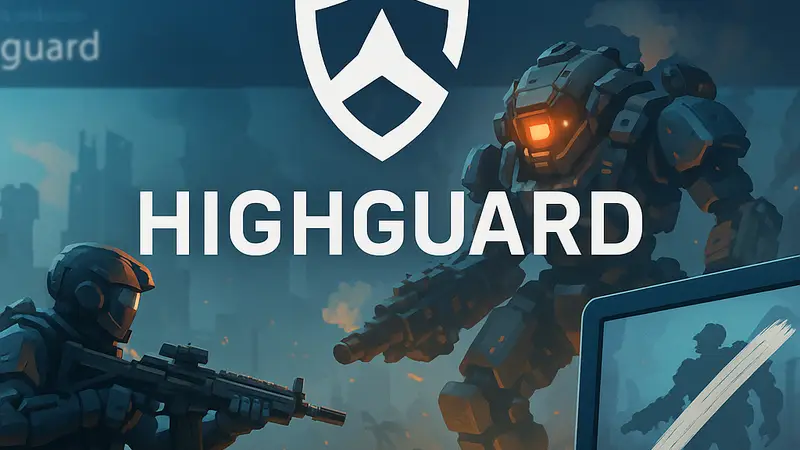 Логотип Highguard на фоне Steam-страницы или игровой сцены, символизирующей удаление информации