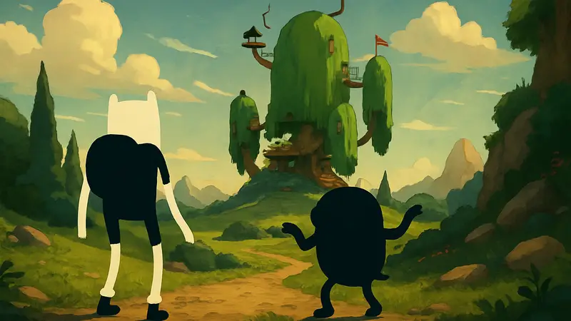 Кадры из мультсериала Adventure Time: Side Quests с Финном и Джейком