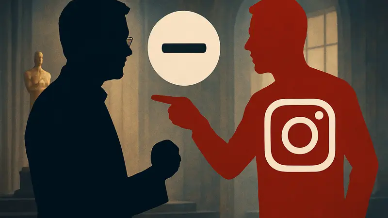 Джефф Кейли, глава "Оскара" и логотип Instagram, символизирующие конфликт.