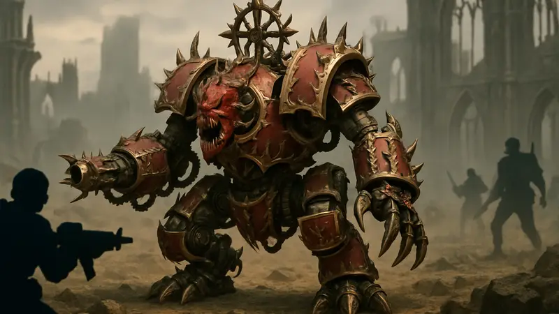 Миниатюра Осквернителя для Warhammer 40,000, демоническая машина Хаоса на поле боя