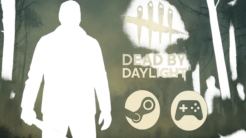 Логотип Dead by Daylight с Джейсоном Вурхизом и иконками Steam и консолей