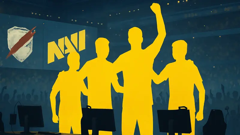 Киберспортивная команда NAVI на сцене турнира в Рио после победы над HOTU.