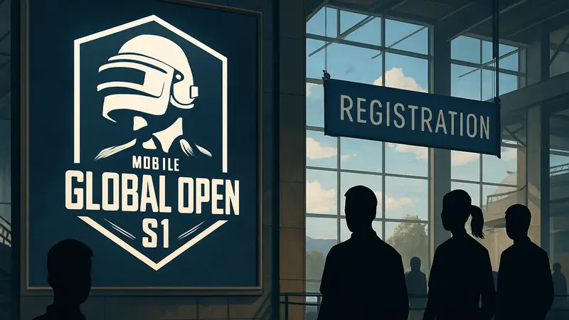 Логотип PUBG Mobile Global Open S1 и баннер с информацией о регистрации