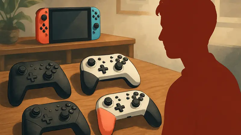 Различные сторонние Pro контроллеры для Nintendo Switch 2 на столе