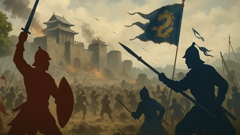 Изображение из Age of Empires 4, показывающее бой династии Цзинь и Сун