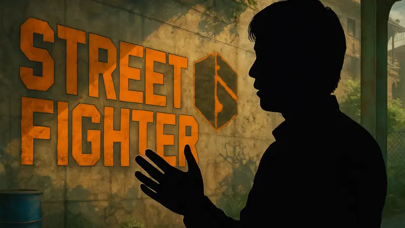 Директор Street Fighter 6 Такаюки Накаяма на фоне логотипа игры, обсуждает будущее файтинга.