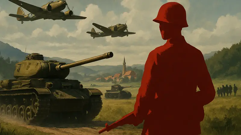 Обложка DLC Peace For Our Time для Hearts of Iron 4 с военной техникой