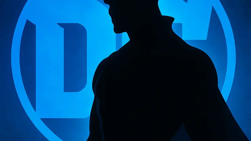 Загадочные тени или силуэт Марсианского Охотника на фоне логотипа DC, тизер от Джеймса Ганна