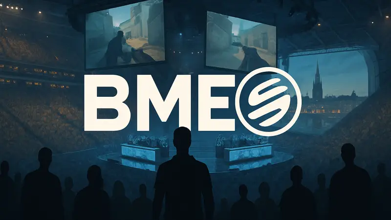 Логотип BME на фоне киберспортивной арены в Стокгольме
