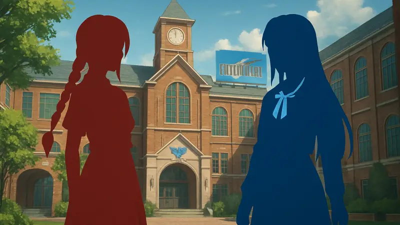 Персонажи Final Fantasy VII Аэрис и Тифа в школьной форме, скриншот из игры Ever Crisis.