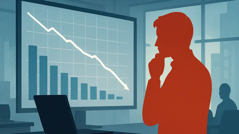 Диаграмма или график, иллюстрирующий спад на рынке ПК или прогнозы Gartner по поставкам устройств.