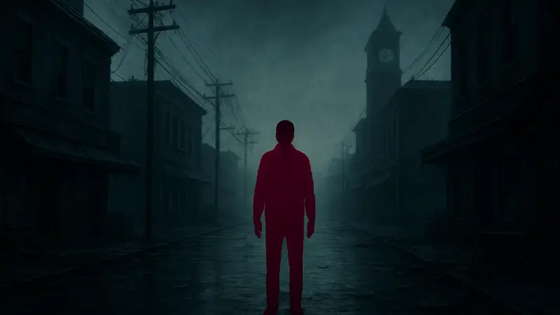 Атмосферный кадр из Silent Hill: Townfall в стиле аналогового хоррора