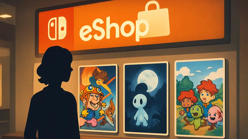 Логотип Nintendo Switch eShop с обложками новых игр, вышедших 30 января в Северной Америке