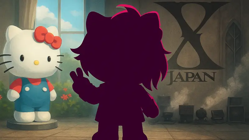 Силуэт фигурки Nendoroid Yoshikitty, кроссовер Hello Kitty и Ёсики Хаяси.