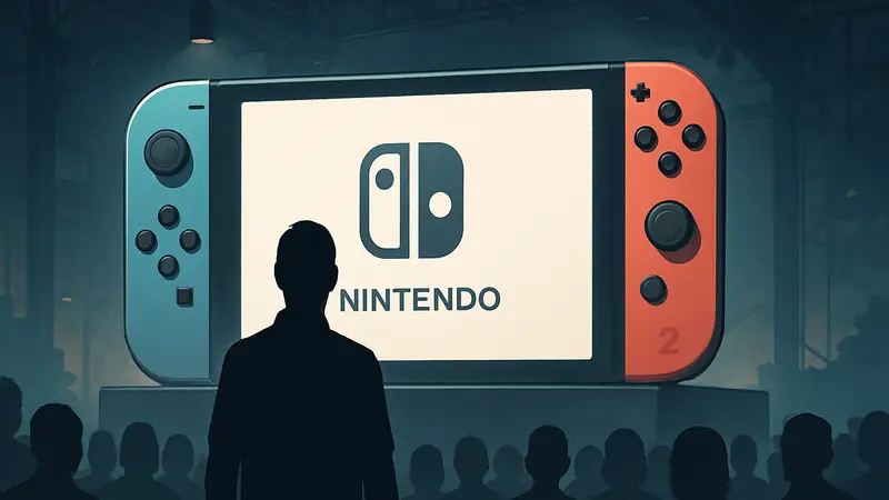 Консоль Nintendo Switch 2 с логотипом Nintendo, готовящаяся к запуску новых игр.