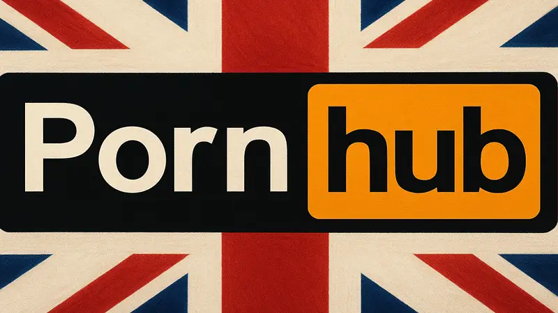 Логотип Pornhub на фоне британского флага