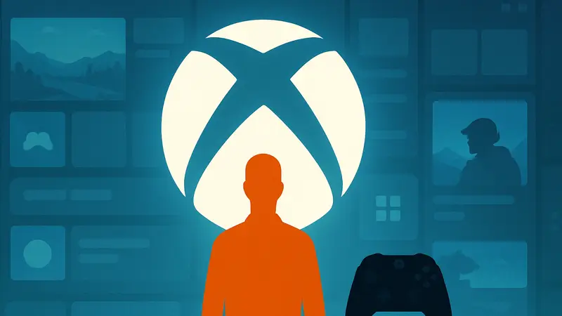 Логотип Xbox на фоне системного интерфейса консоли, символизирующего новое февральское обновление.