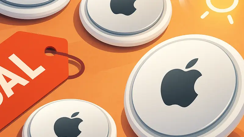 Несколько устройств Apple AirTag, лежащих на поверхности, символизирующие распродажу и появление новой модели.