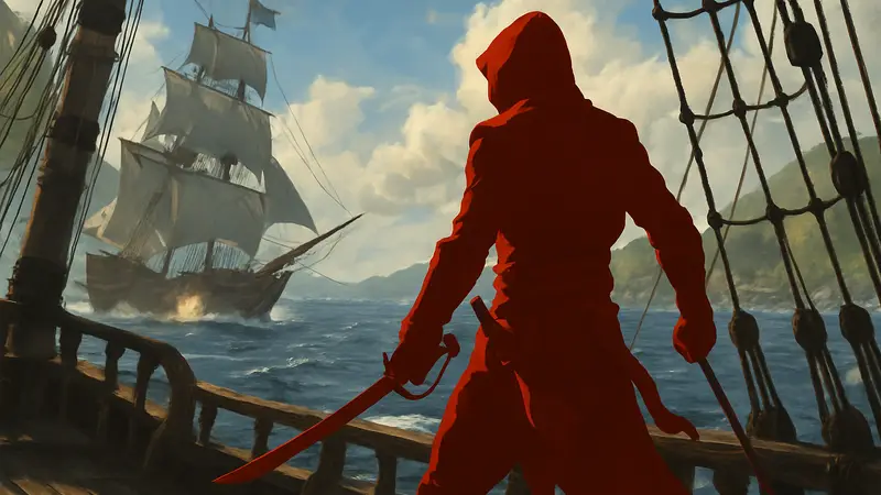 Эдвард Кенуэй из Assassin's Creed: Black Flag Resynced на корабле, готовый к морскому бою