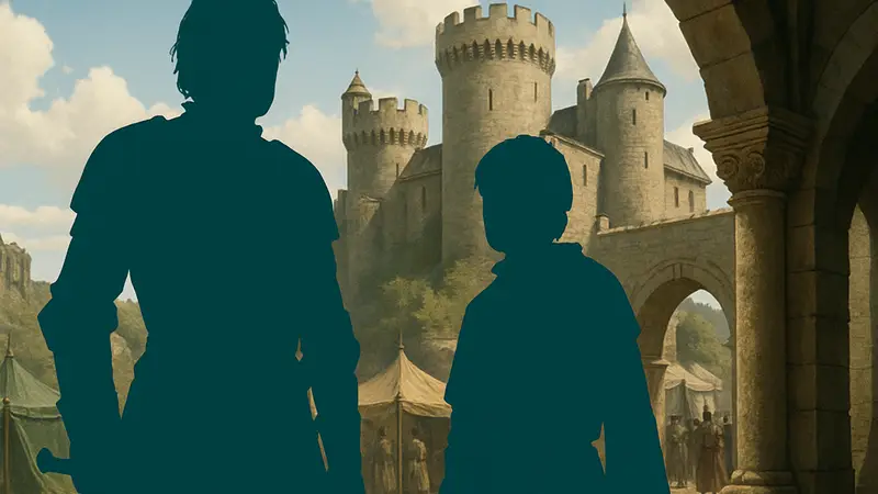 Кадр из сериала «Рыцарь Семи Королевств» по вселенной «Игры престолов» с актерами.