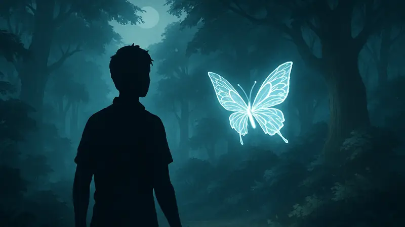 Игровой скриншот Starsand Island с красивой бабочкой Luminwing на фоне Лунного Леса. Гайд.