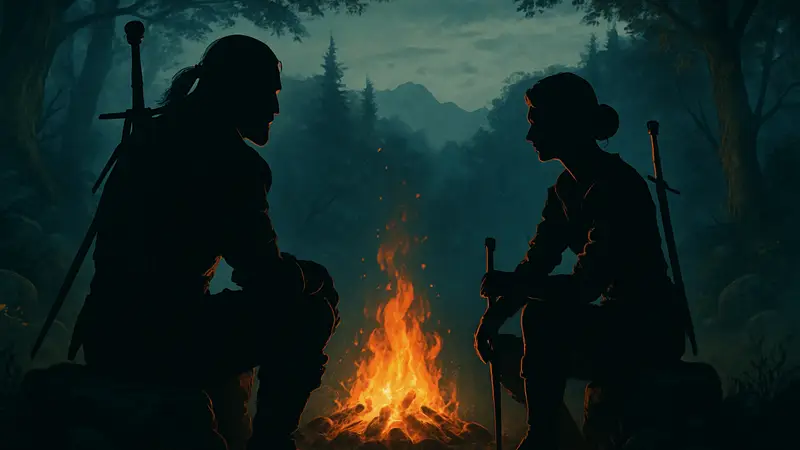 Статуя Геральта и Цири из «Ведьмака 3» от Dark Horse Direct: отдых у костра с LED-подсветкой.